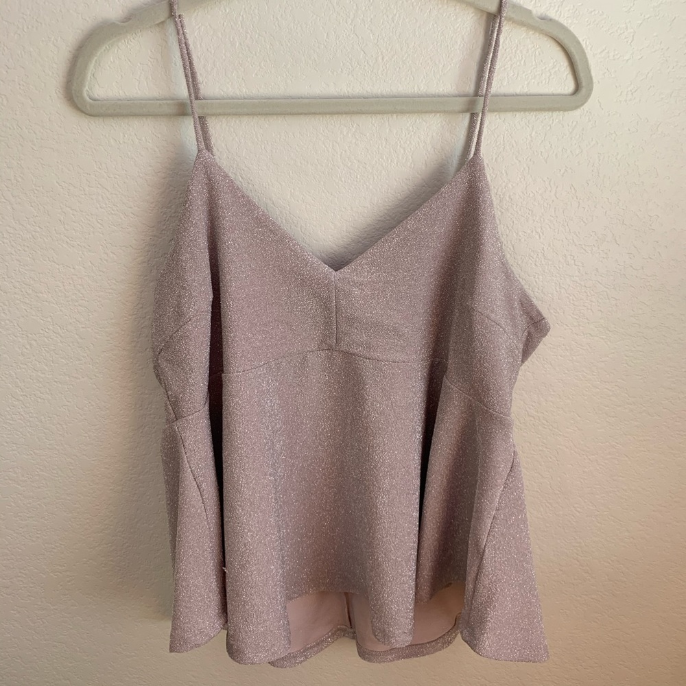 Mauve Pink Glitter Flowy Tank Top SIZE: XL